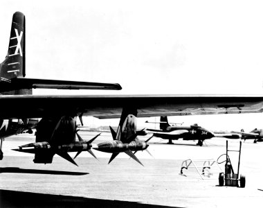 AAM-N-2 Sparrow missiles on a Douglas F3D-1 Skyknight, circa in 1953