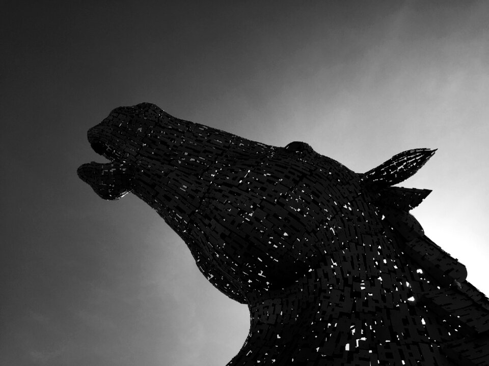 Dark statue gray horse