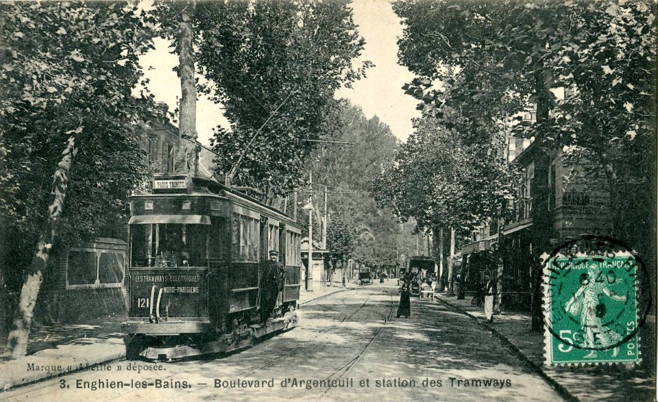 Abeille 3 - ENGHIEN - Boulevard d'Argenteuil et station des Tramways (Nord Parisiens)