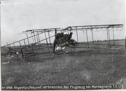 Abgestürztes und verbranntes ital. Flugzeug bei Montegliano 1.11.17. (BildID 15608803)