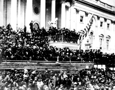 Abraham Lincoln giving his second Inaugural Address (4 March 1865) photo
