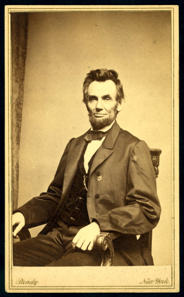 Abraham Lincoln, U.S. President. Seated portrait, facing front, January 8, 1864) - Brady, New York. LCCN2008680391