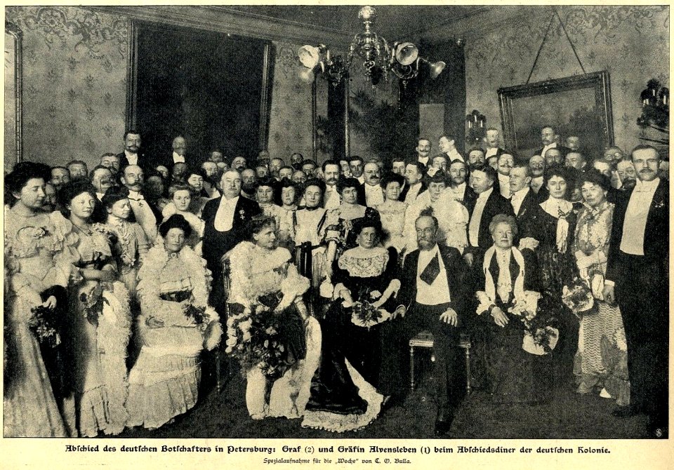 Abschiedsdiner des deutschen Botschafters Alvensleben in St. Petersburg, 1906