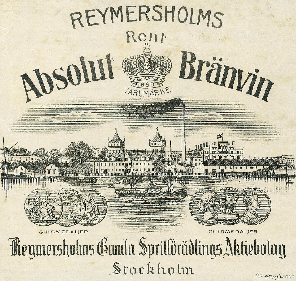 Absolut Rent brännvin, etikett
