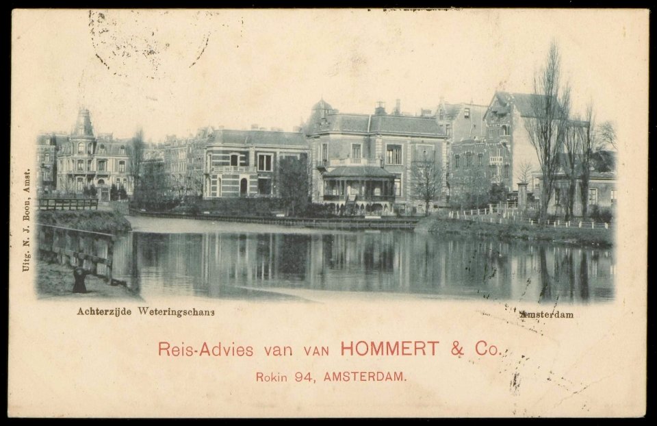 Achterzijde Weteringschans, even zijde, vanaf de Stadhouderskade over de Singelgracht