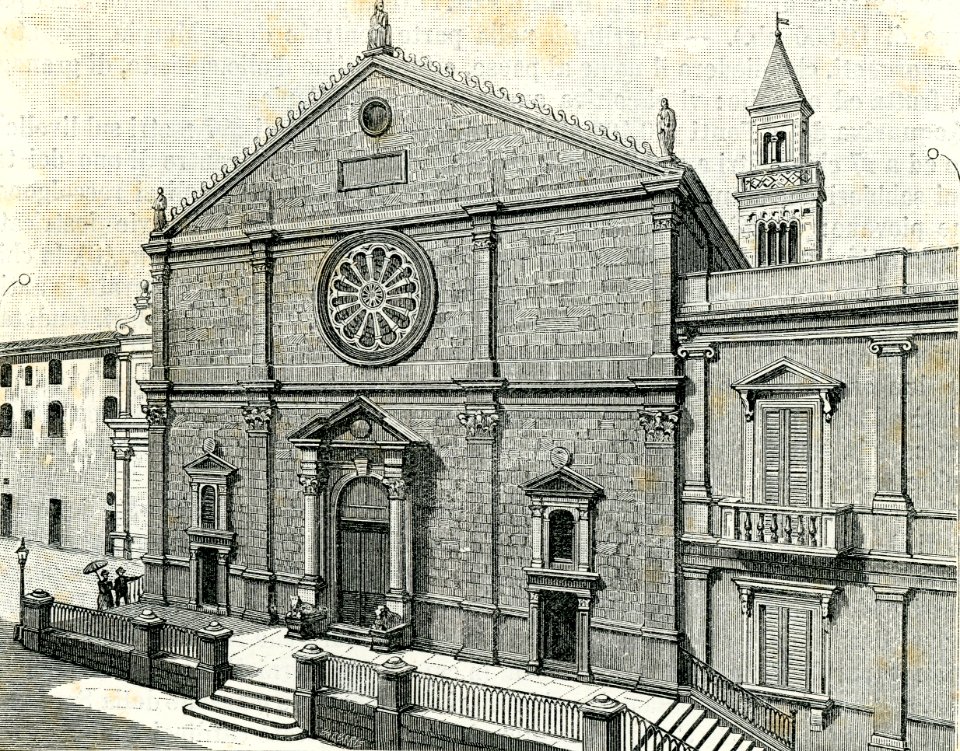 Acquaviva delle Fonti facciata della cattedrale xilografia di Barberis 1898