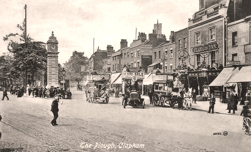 Across road junction at Clapham Common, London, England