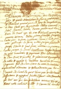 Acte de 1554 par François de Lorraine duc de Guise