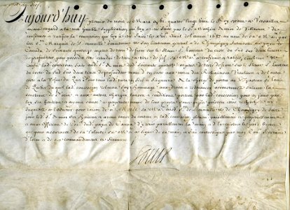 Acte juridique datant de 1688 signe par le roi Louis XIV