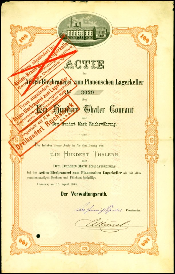 Actien-Bierbrauerei zum Plauenschen Lagerkeller 1875