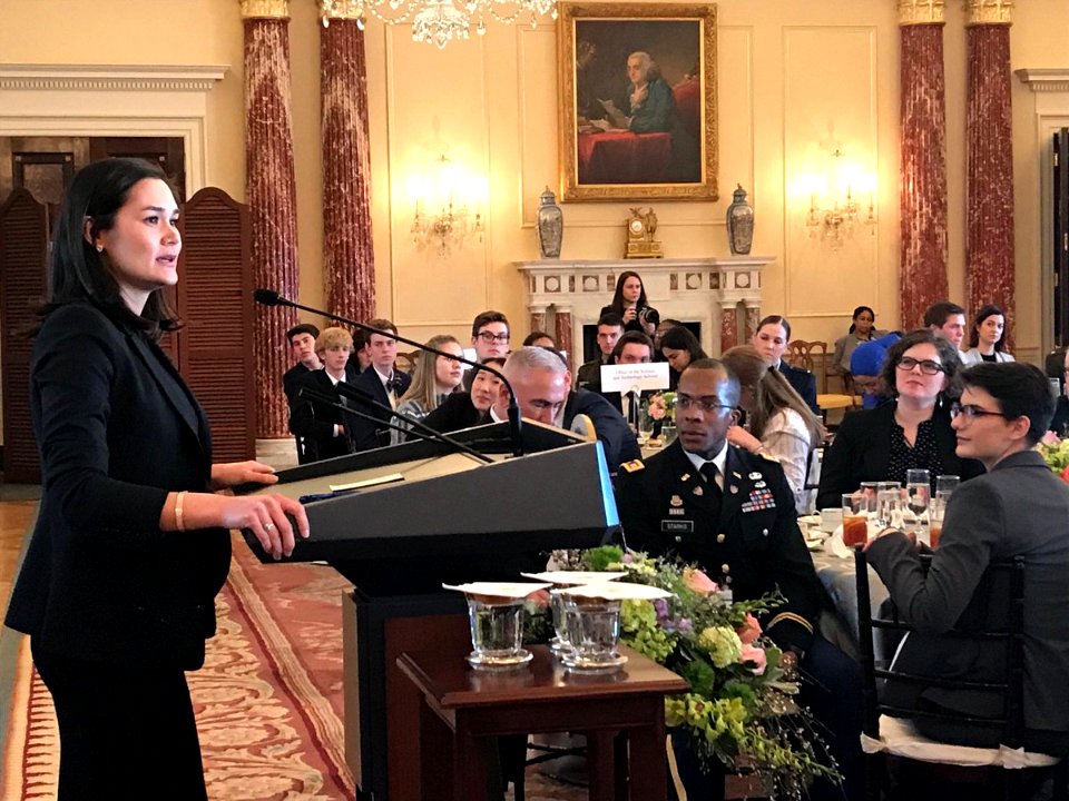 Acting Under Secretary of State Michelle Giuda hosts the U.S. Senate Youth Program at the U.S. State Department