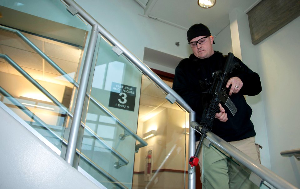 Active shooter drill in NS Everett 150205-N-MM360-039