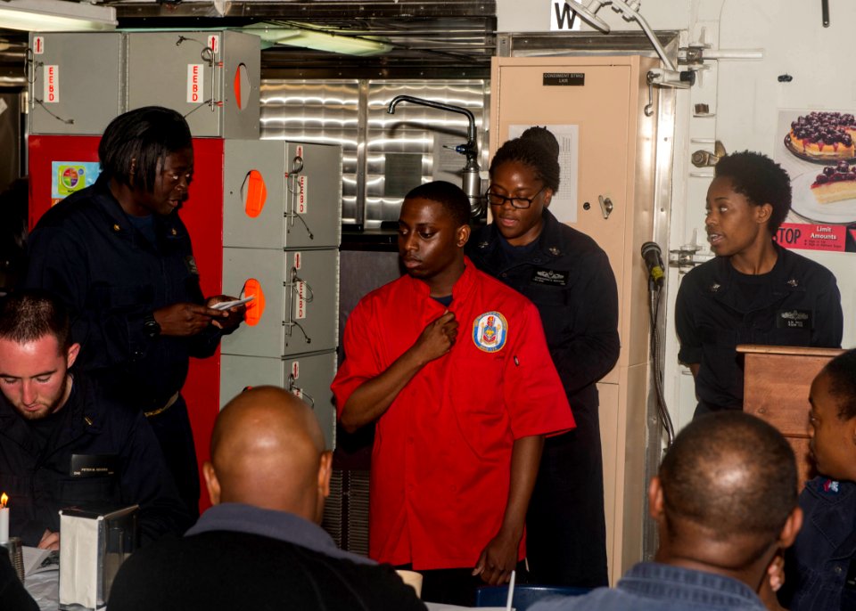 African American History Month talent show aboard USS William P. Lawrence 160228-N-OR184-033