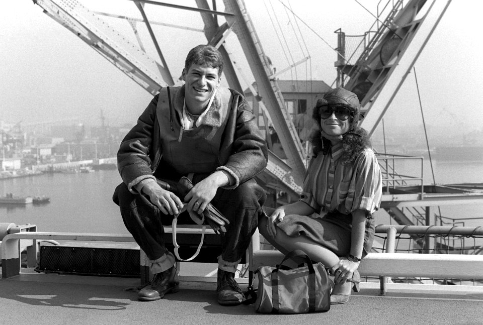 Actor during The Winds of War TV series filming aboard USS Peleliu (LHA-5) 1981