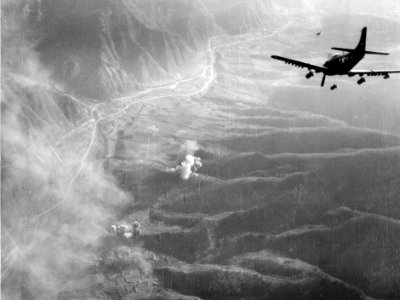AD Skyraiders bombing targets in Korea photo