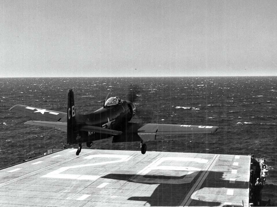 AD-3 Skyraider takes off from USS Monterey (CVL-26) in 1951 (NNAM.1996.488.014.001)