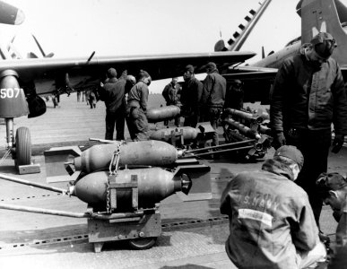 AD-2s of VA-65 are armed on USS Philippine Sea (CV-47) in 1951