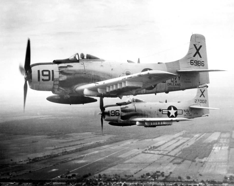 AD-4NA Skyraiders of VA-822 in flight over Louisiana