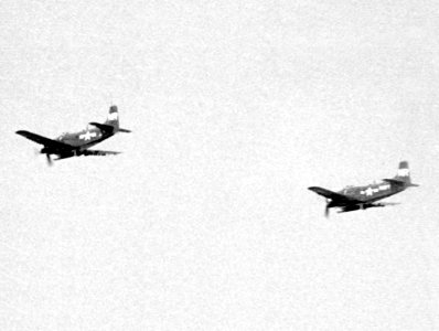 AD-4N Skyraiders of VC-35 en route to Hwacheon Dam in 1951