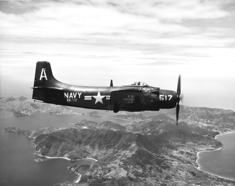 AD-2 Skyraider of VA-702 over Japan in September 1951