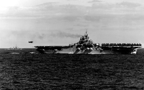 AD-4W approaching USS Bon Homme Richard (CV-31) off Korea 1951