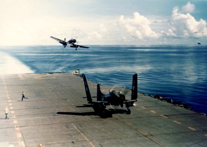 AD-3 VA-195 landing on USS Boxer (CV-21) c1950