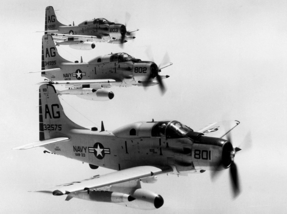 AD-5Qs VAW-33 in flight c1961