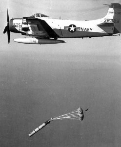 AD-4B Skyraider dropping Mk 44 torpedo 1959