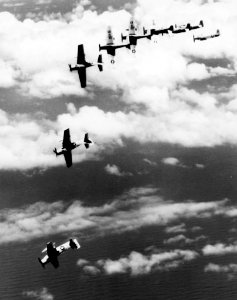 AD-4s VA-216 in flight 1956