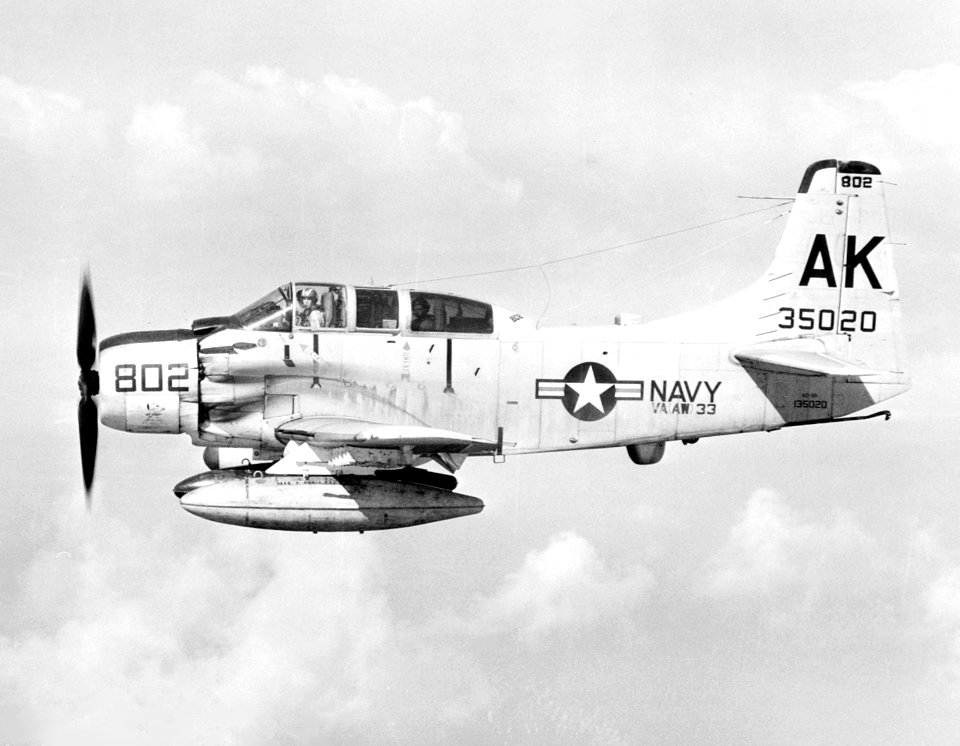 AD-5N Skyraider of VA(AW)-33 in flight c1958