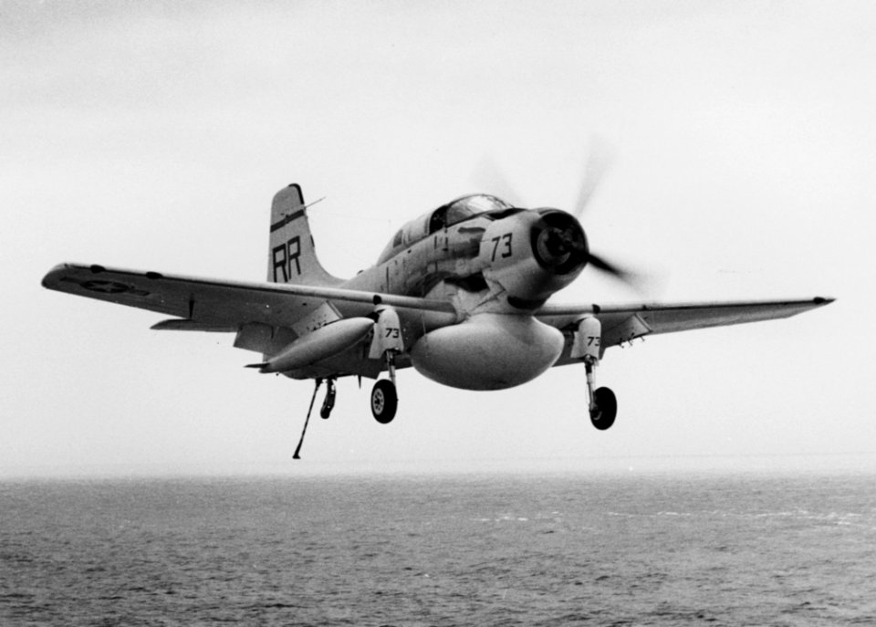 AD-5W VAW-11 approaching USS Bennington (CVS-20)
