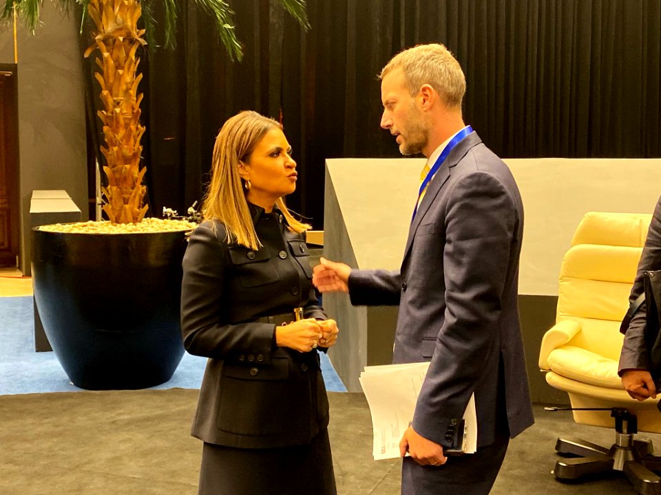 Adam Boehler and Sahar Nasr at 2019 Africa Investment Forum