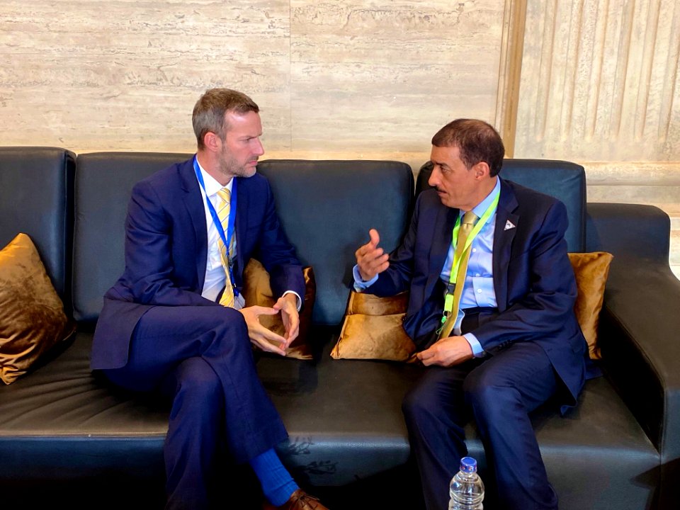 Adam Boehler and Bandar Hajjar at 2019 Africa Investment Forum