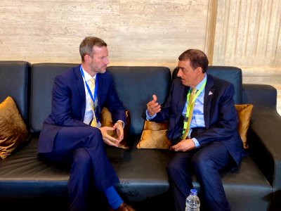 Adam Boehler and Bandar Hajjar at 2019 Africa Investment Forum