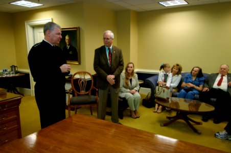 Adm. Gary Roughead meets with the family of Navy SEAL Lt. Michael Murphy duing their tour of the Pentagon (071023-N-5319A-100)