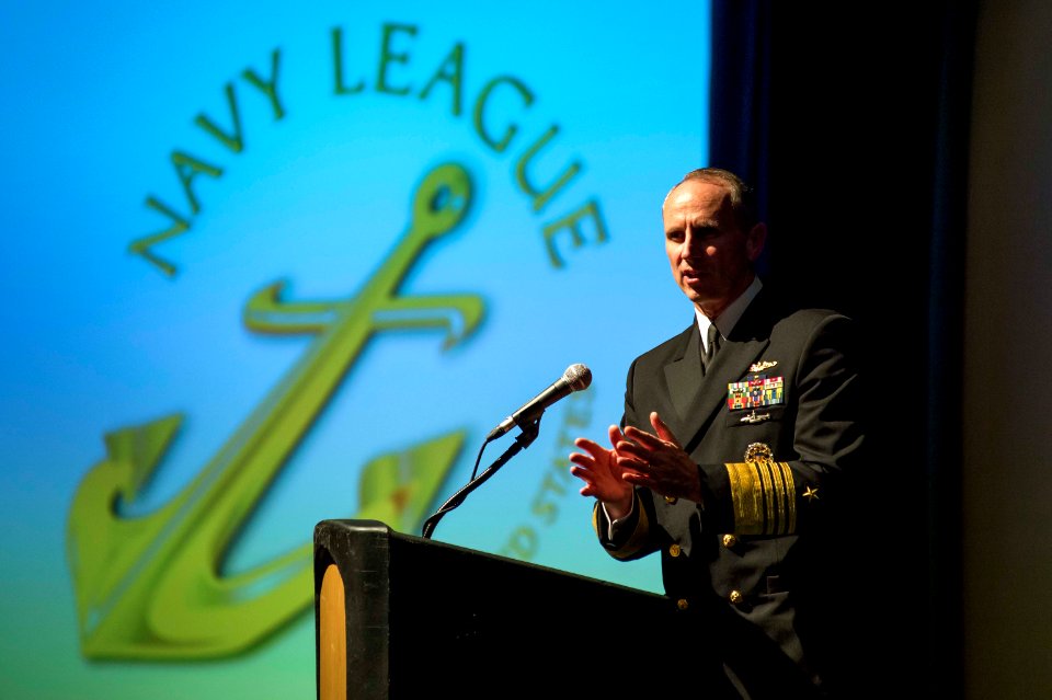 Adm. Jonathan Greenert delivers remarks at the annual Hampton Roads Navy League Dinner. (16239850568)
