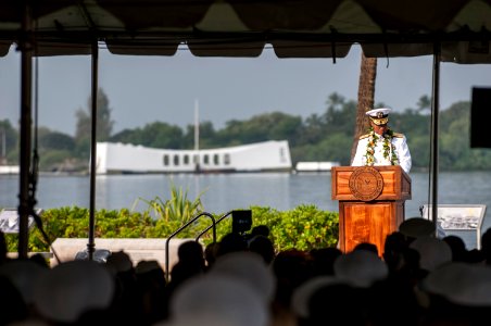 Adm. Haney speaks at Pearl Harbor Day. (8263440459) photo