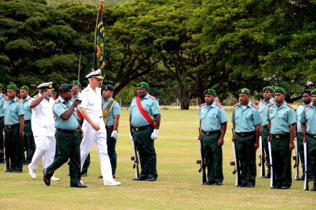 Adm. Samuel J. Locklear, III conducts an open ranks inspection. (13901001833)