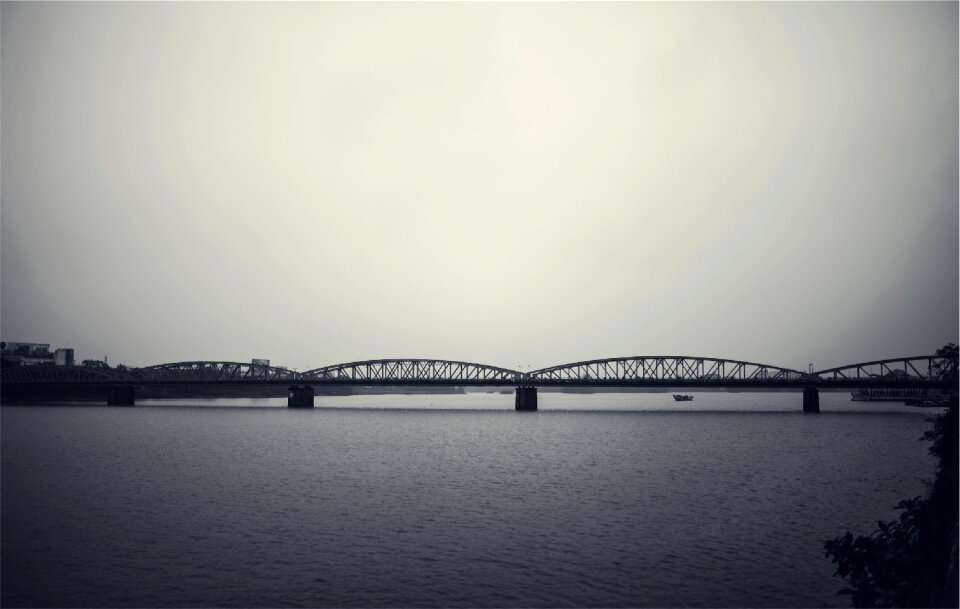 Water sky gray bridge
