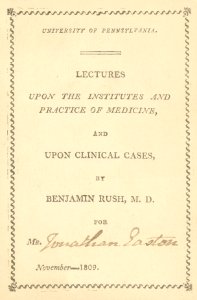 Admission ticket to Benjamin Rush lecture 1809