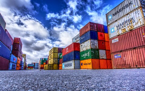 Stacked container terminal container handling