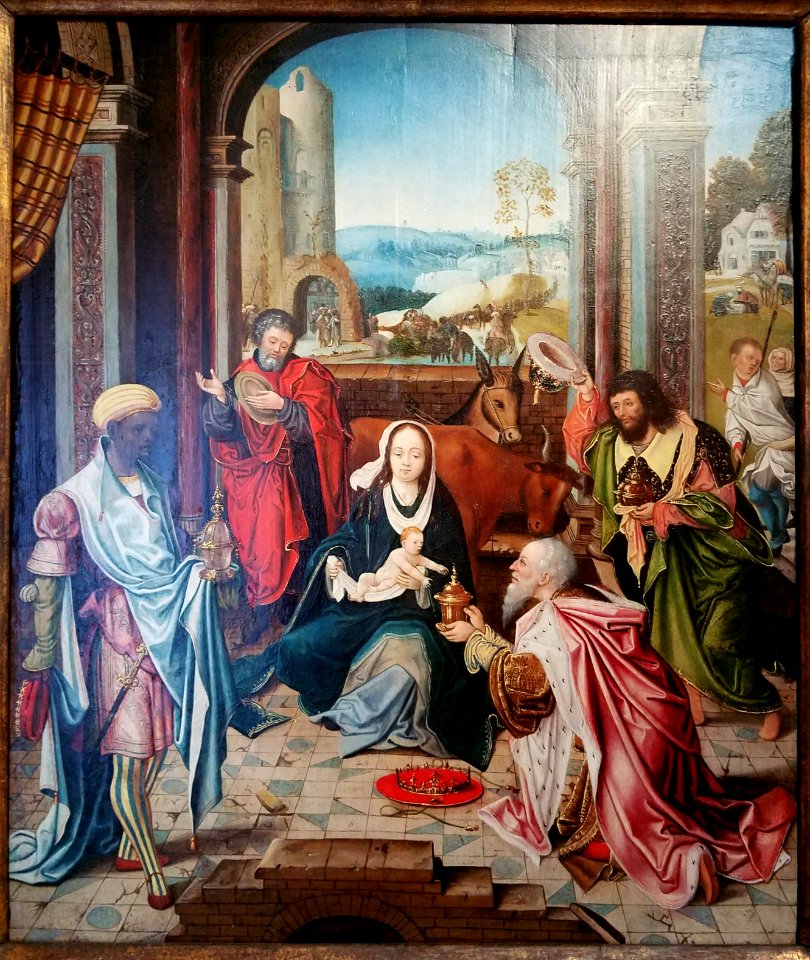 Adoration of the Magi, by the Antwerp Mannerist after Jan de Beer, c. 1518-1530, oil on panel - Hyde Collection - Glens Falls, NY - 20180224 122301