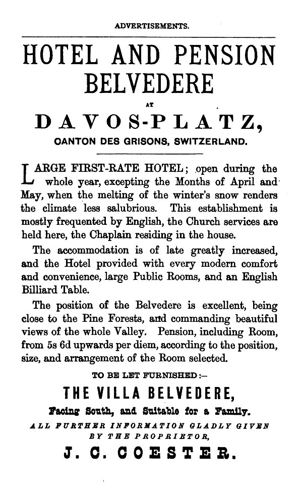 Advertisement Hotel Belvedere