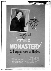 Advertisement for Victor record) Titta Ruffo sings of The Monastery a tragic echo of Naples LCCN2014712305