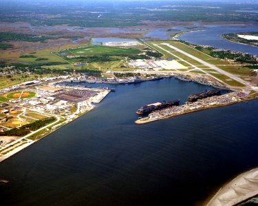 Aerial NS Mayport with CV-60 and CV-64 1993