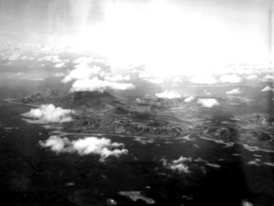 Aerial photo of Truk Lagoon in 1944