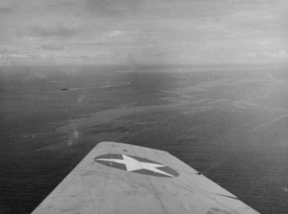 Aerial reconnaissance photo of Japanese warships in the Solomons in mid-November 1942