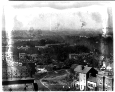 Aerial view looking toward Washington Monument from Providence hospital, looking West to Northwest, 100 block of North Carolina Ave., S.E. between 1st & 2nd Streets; also showing D Street & LCCN2005681029