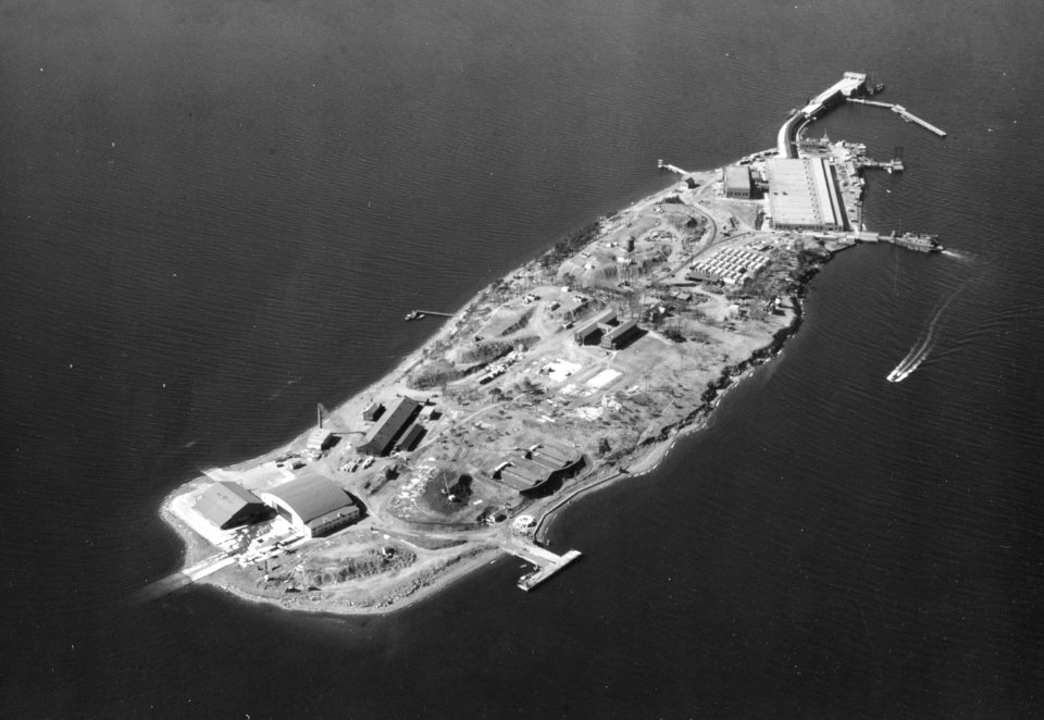 Aerial view of Gould Island (Rhode Island) on 29 March 1943