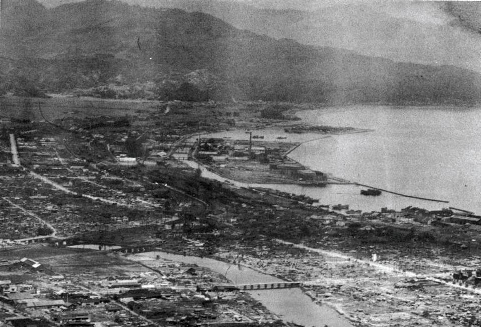 Aerial view of Nagoya, Japan, in August 1945
